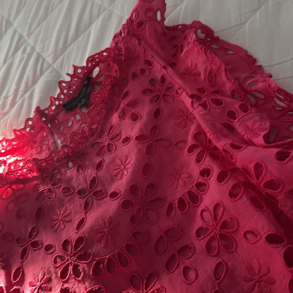 J. Crew Vibrant Pink Floral Lace Blouse - Picture 3 of 5